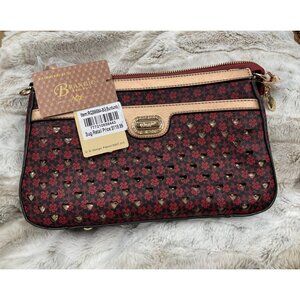 Brangio Red Flower Pattern Crossbody Bag With Gold Accents & Adjustable Strap